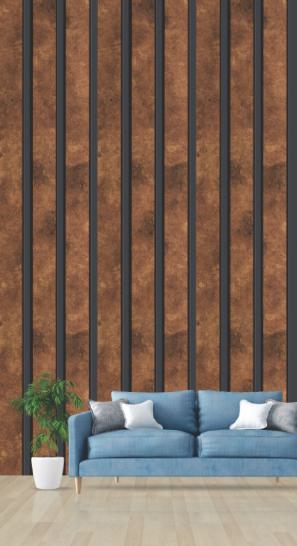 Pvc Louvers Panel Wood Brown 8x0.41 Ft - Pn 03294