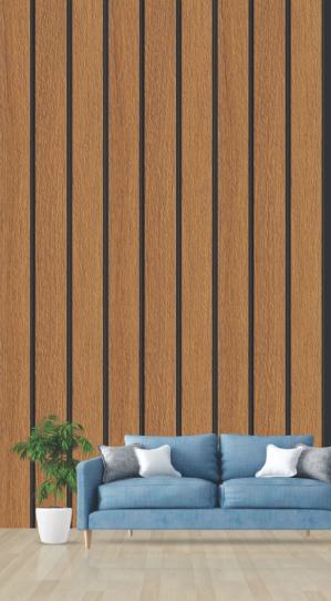 Pvc Louvers Panel Wood Brown 8x0.41 Ft - Pn 03297