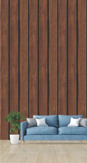 Pvc Louvers Panel Wood Brown 8x0.41 Ft - Pn 03298