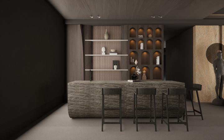 Patterned Finish Brown Charcoal Louvers Designer 8x0.41 Ft - Pt 814