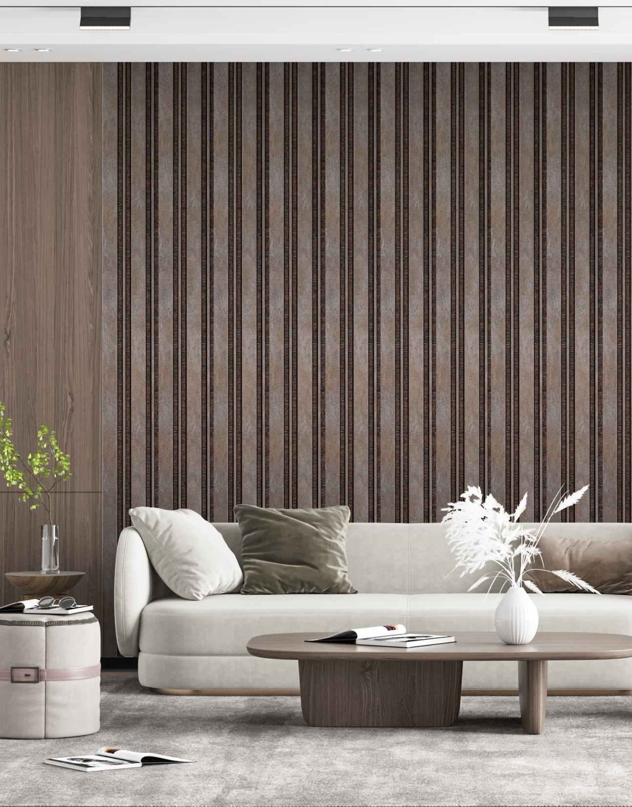 Patterned Finish Brown Charcoal Louvers Designer 8x0.41 Ft - Pt 814