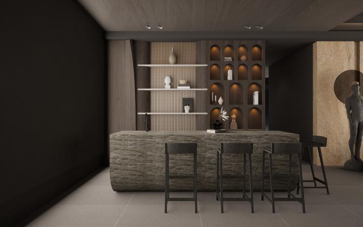 Patterned Finish Brown Charcoal Louvers Designer 8x0.41 Ft - Pt 815