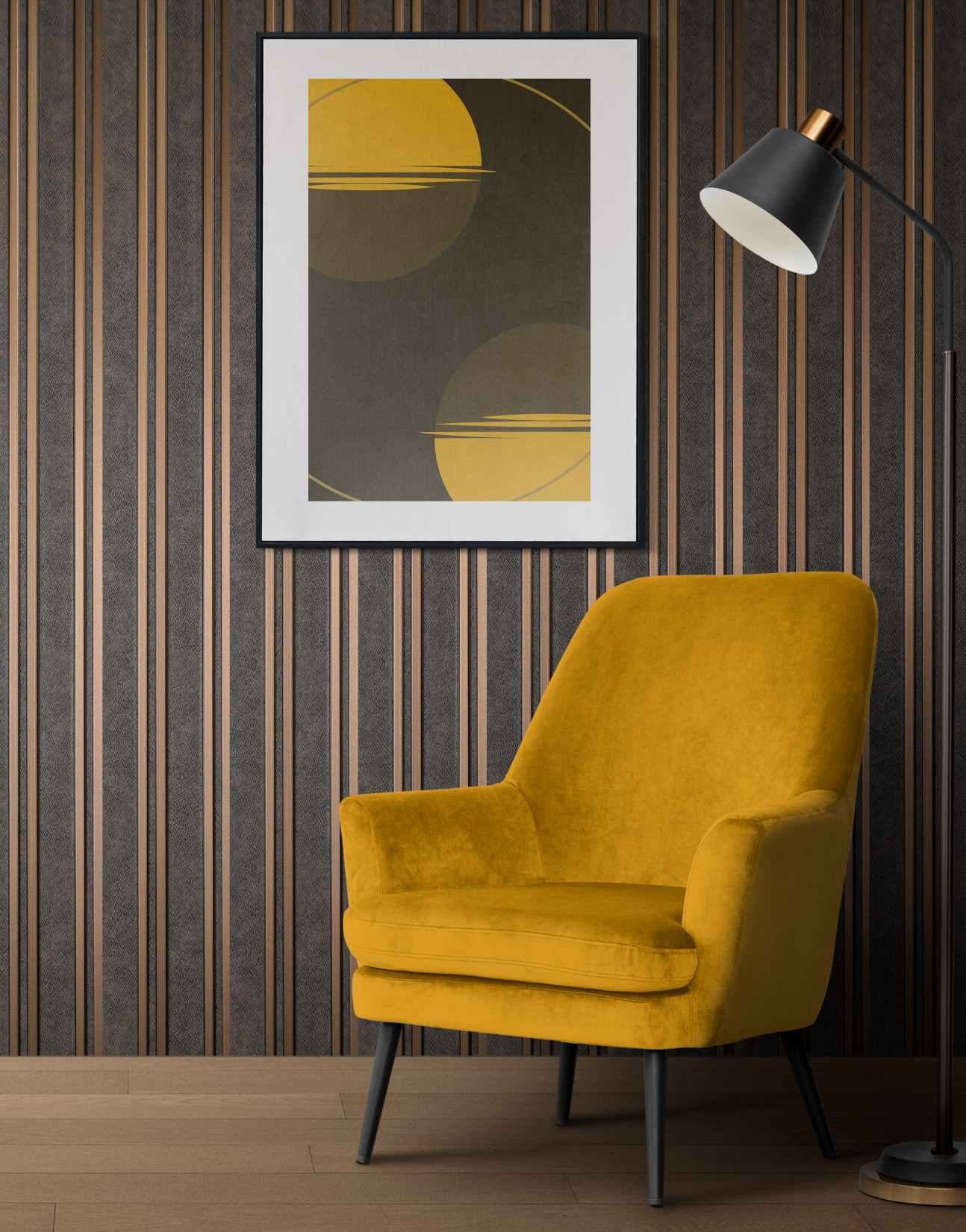 Patterned Finish Brown Charcoal Louvers Designer 8x0.41 Ft - Pt 815