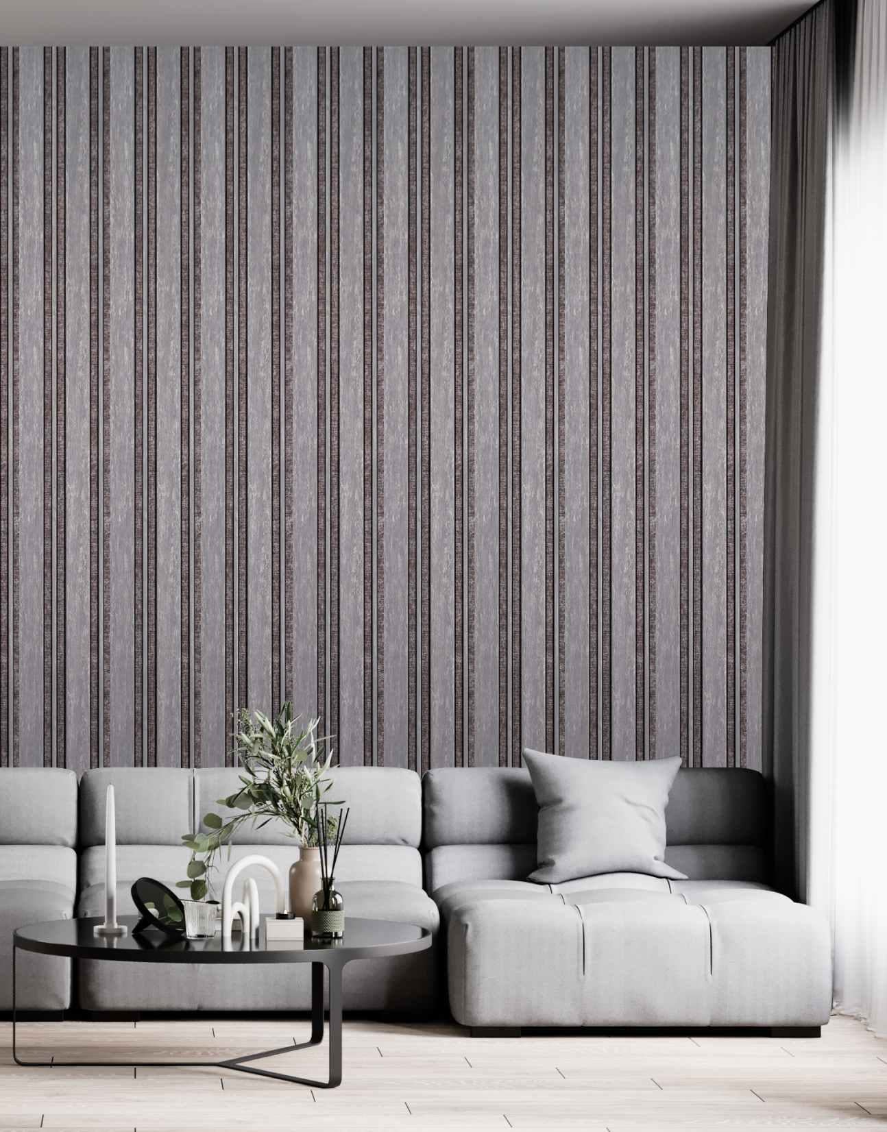 Patterned Finish Grey Charcoal Louvers Designer 8x0.41 Ft - Pt 813