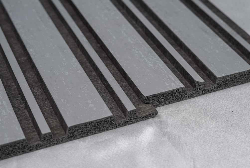 Patterned Finish Grey Charcoal Louvers Designer 8x0.41 Ft - Pt 813