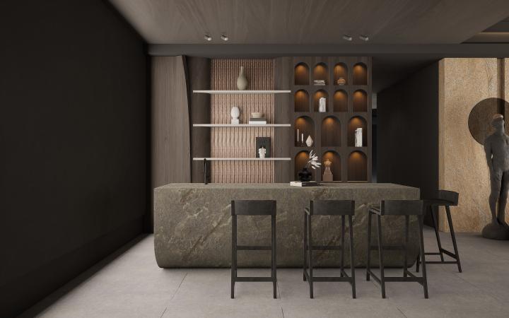 Stone Finish Brown Charcoal Louvers Marble & 9.5x0.45 Ft - Pt 906