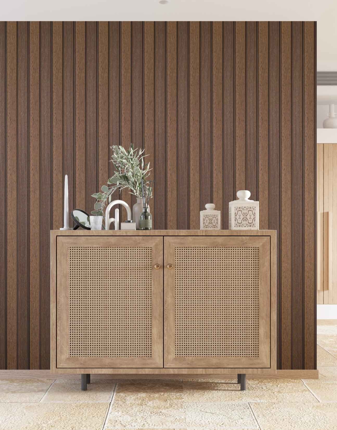 Wood Finish Brown Charcoal Louvers 8x0.41 Ft - Pt 804