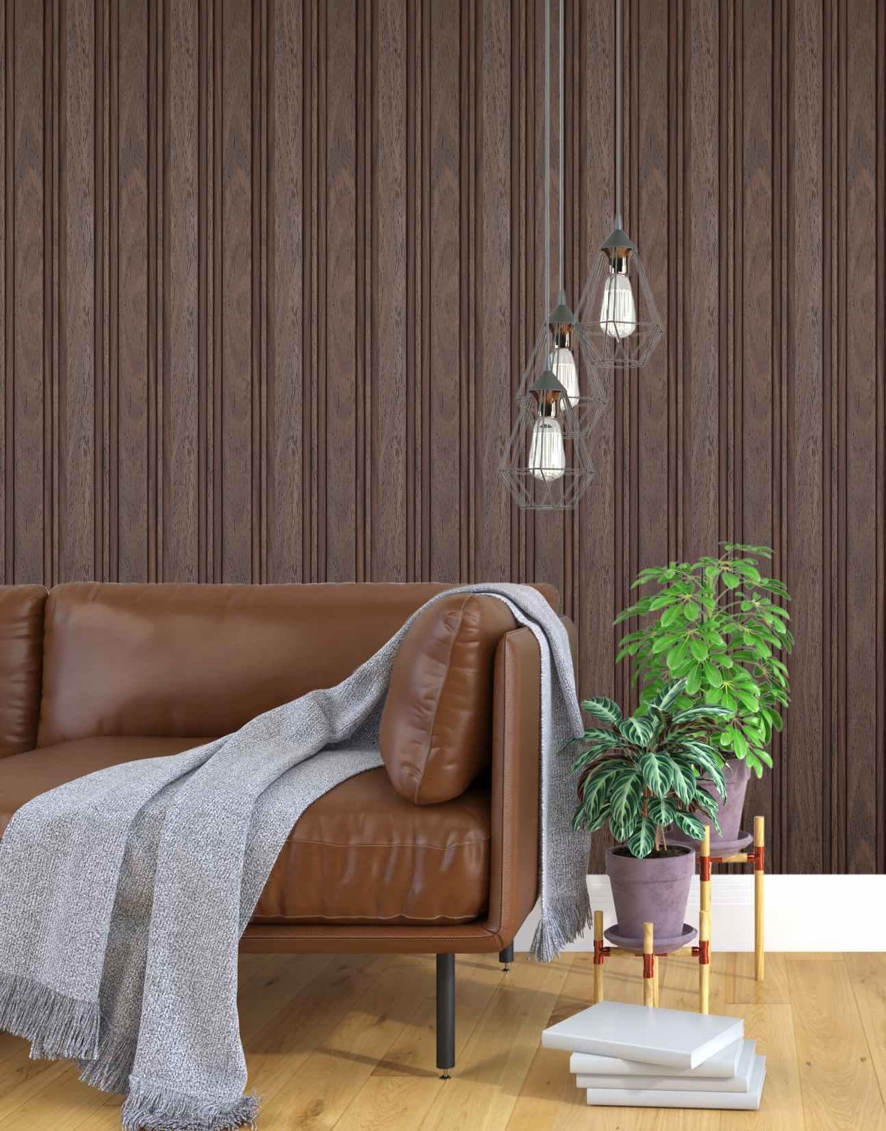 Wood Finish Brown Charcoal Louvers 8x0.41 Ft - Pt 811