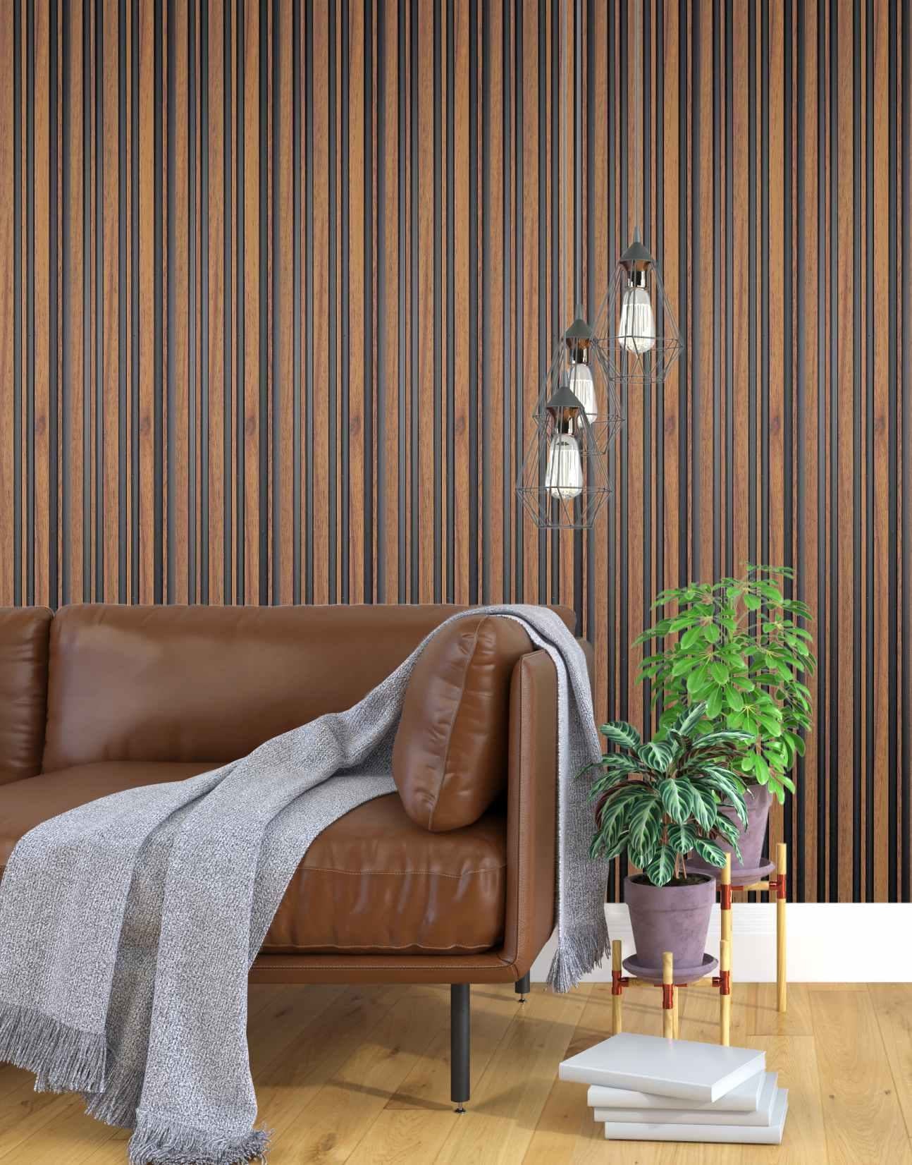 Wood Finish Brown Charcoal Louvers 8x0.41 Ft - Pt 846