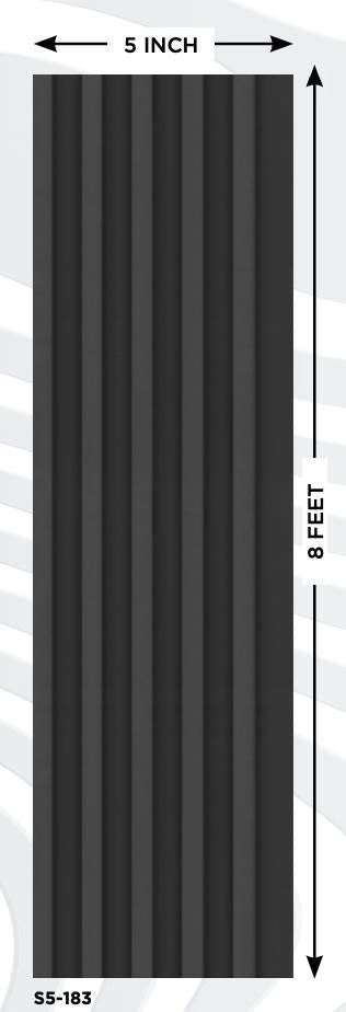 Plain Colour Charcoal Louvers Colors Grey 8x0.41 Ft - S5 183
