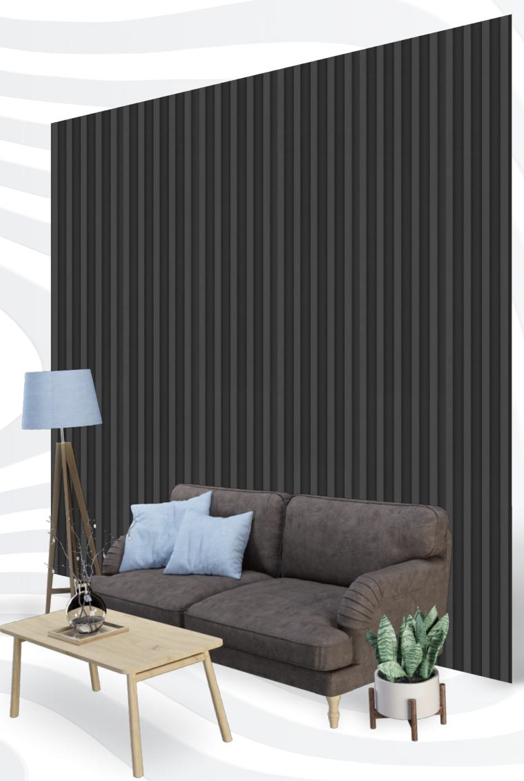 Plain Colour Charcoal Louvers Colors Grey 8x0.41 Ft - S5 183