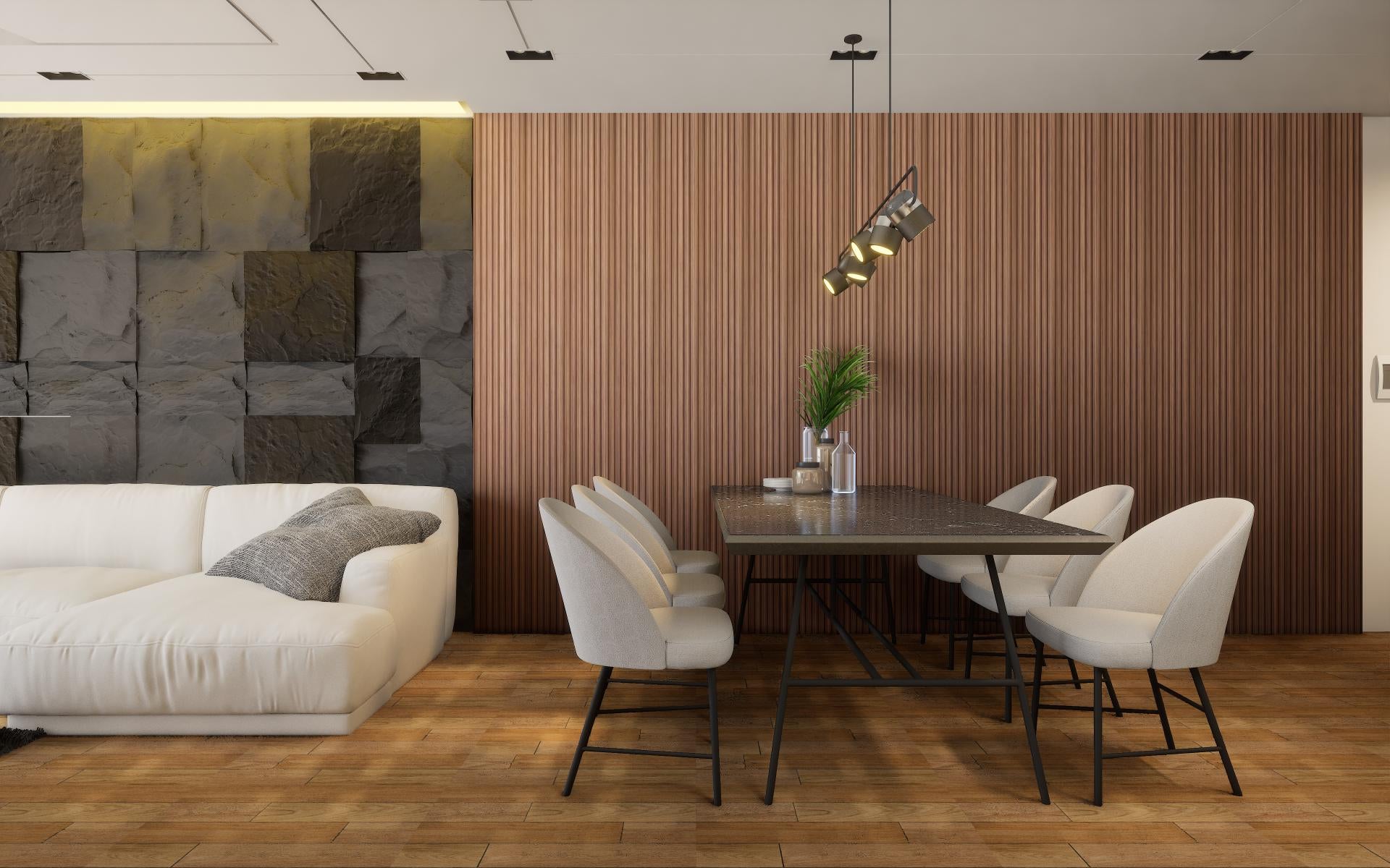 Solid Wood Louvers Panel Brown 8x0.47 Ft - Provo 5.5