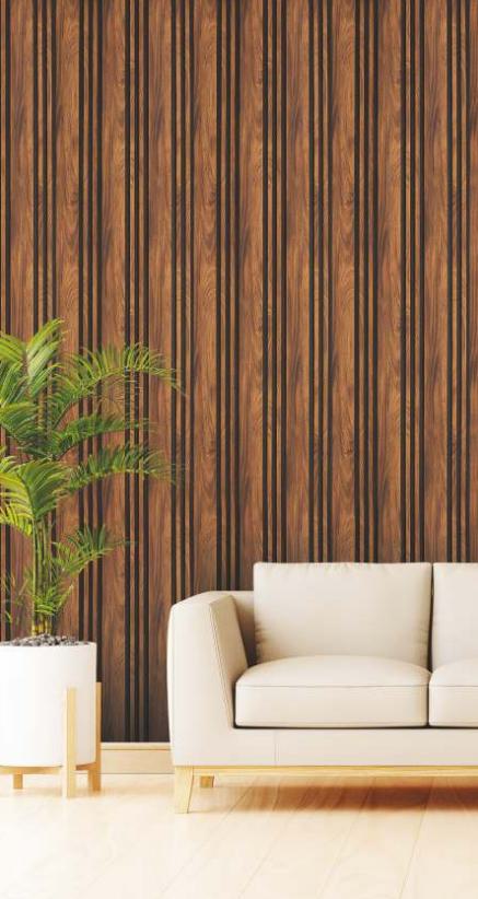 Brown Charcoal Louvers Panel Wood 8x1 Ft - Rc 603