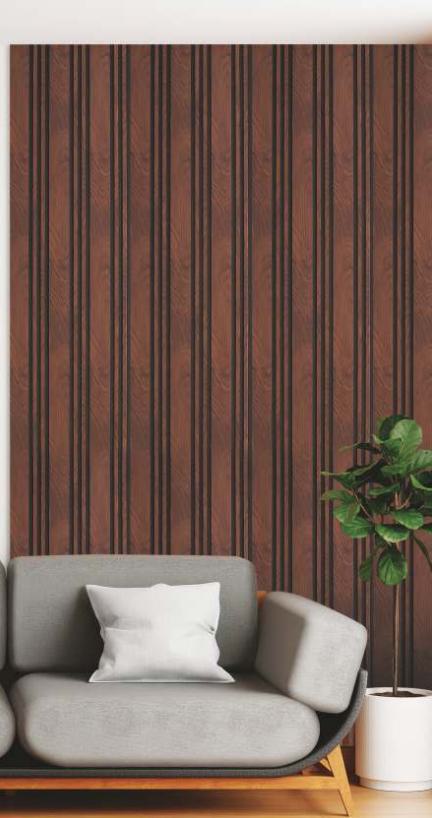 Brown Charcoal Louvers Panel Wood 8x1 Ft - Rc 604