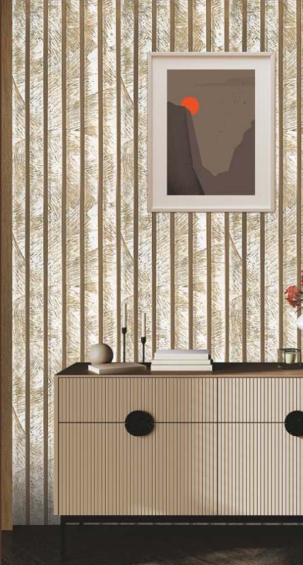 Beige Charcoal Louvers Panel Designer 8x1 Ft - Rc 728