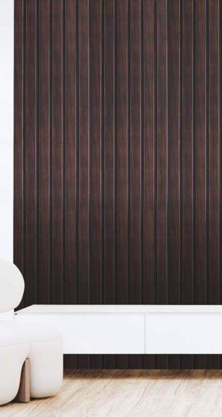 Brown Charcoal Louvers Panel Wood 8x1 Ft - Rc 729