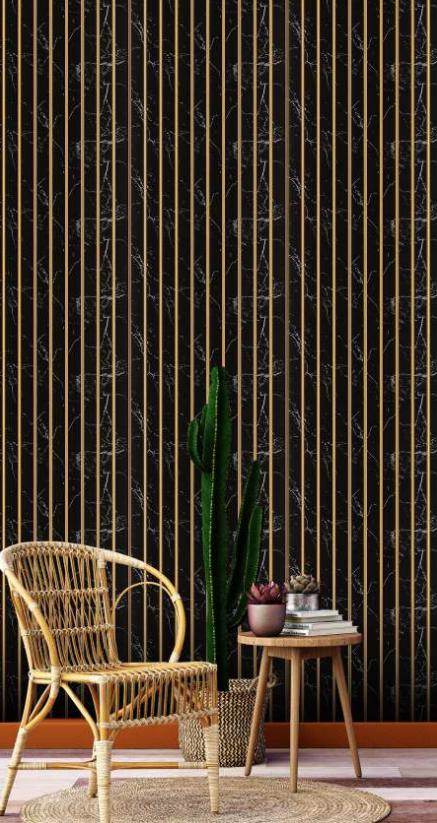 Black Charcoal Louvers Panel Marble & Stone 8x1 Ft - Rc 742