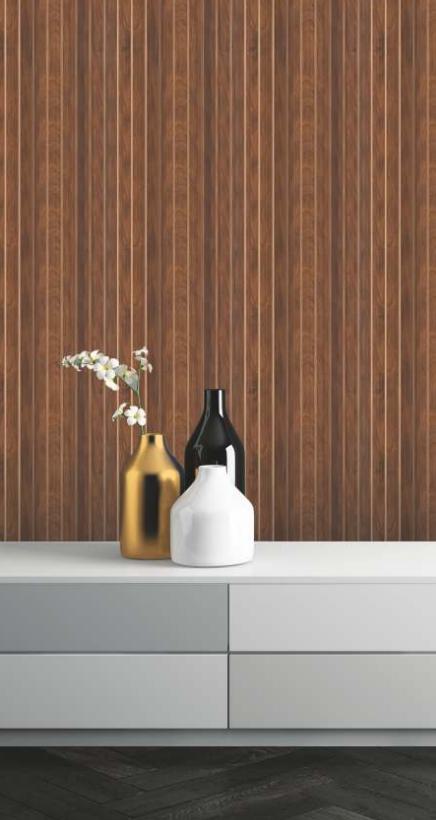 Brown Charcoal Louvers Panel Wood 8x1 Ft - Rc 743