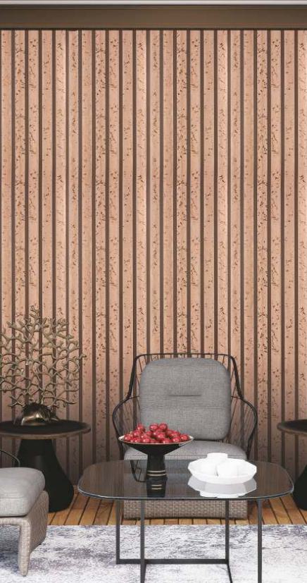 Brown Charcoal Louvers Panel Wood 8x1 Ft - Rc 748