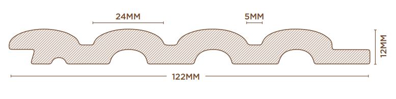 Charcoal Louvers Wood Brown 9x0.4 Ft - Rg 5219