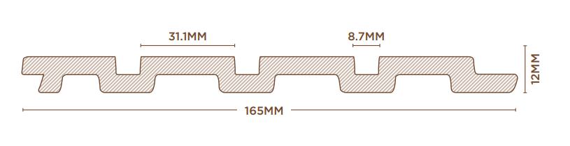 Groove Forest Series Charcoal Louvers Wood Brown 9x0.54 Ft - Rg 7023