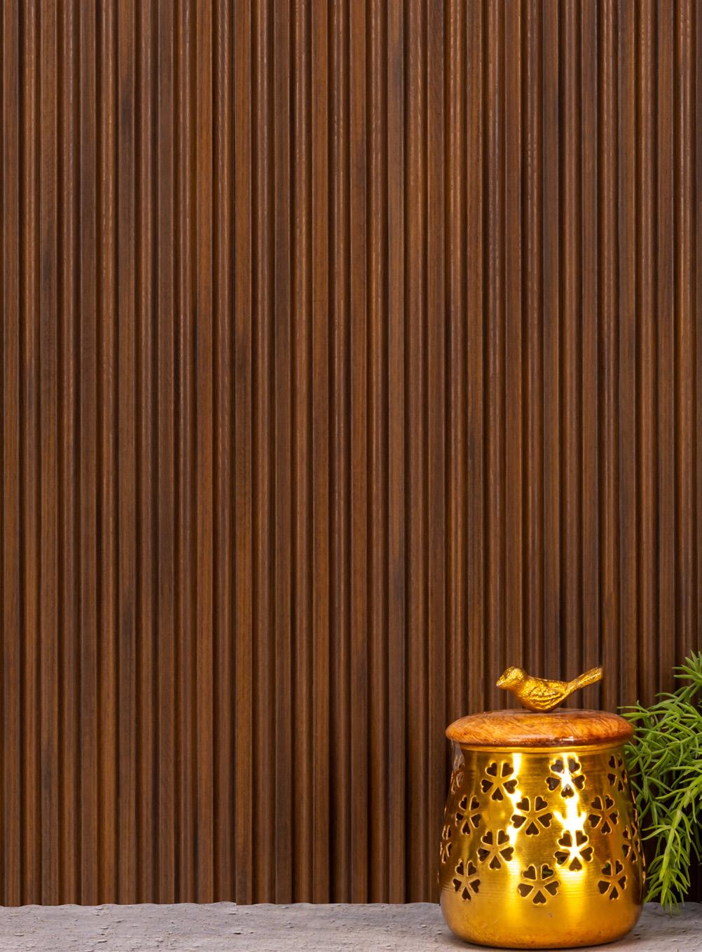 Onit Series Charcoal Louvers Wood Brown 9x1.01 Ft - Ro 9007