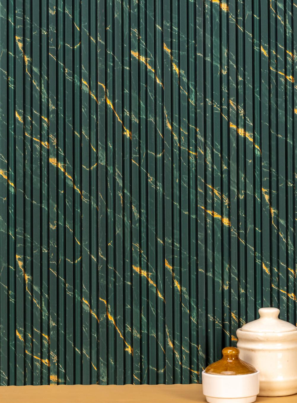 Onit Series Charcoal Louvers Marble & Stone Green 9x1.01 Ft - Ro 9008