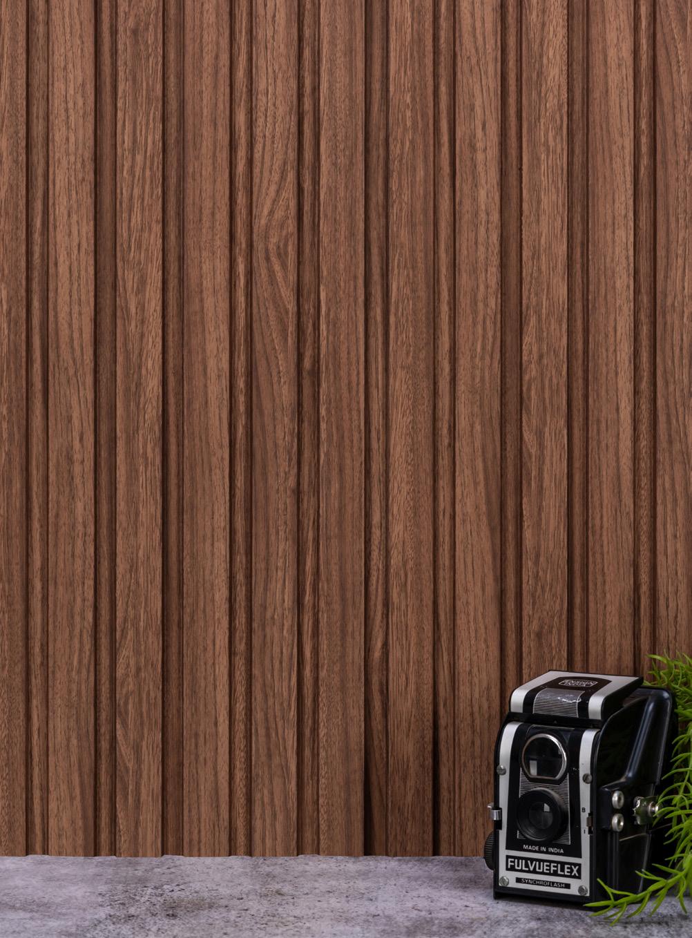 Onit Series Charcoal Louvers Wood Brown 9x0.8 Ft - Ro 9017