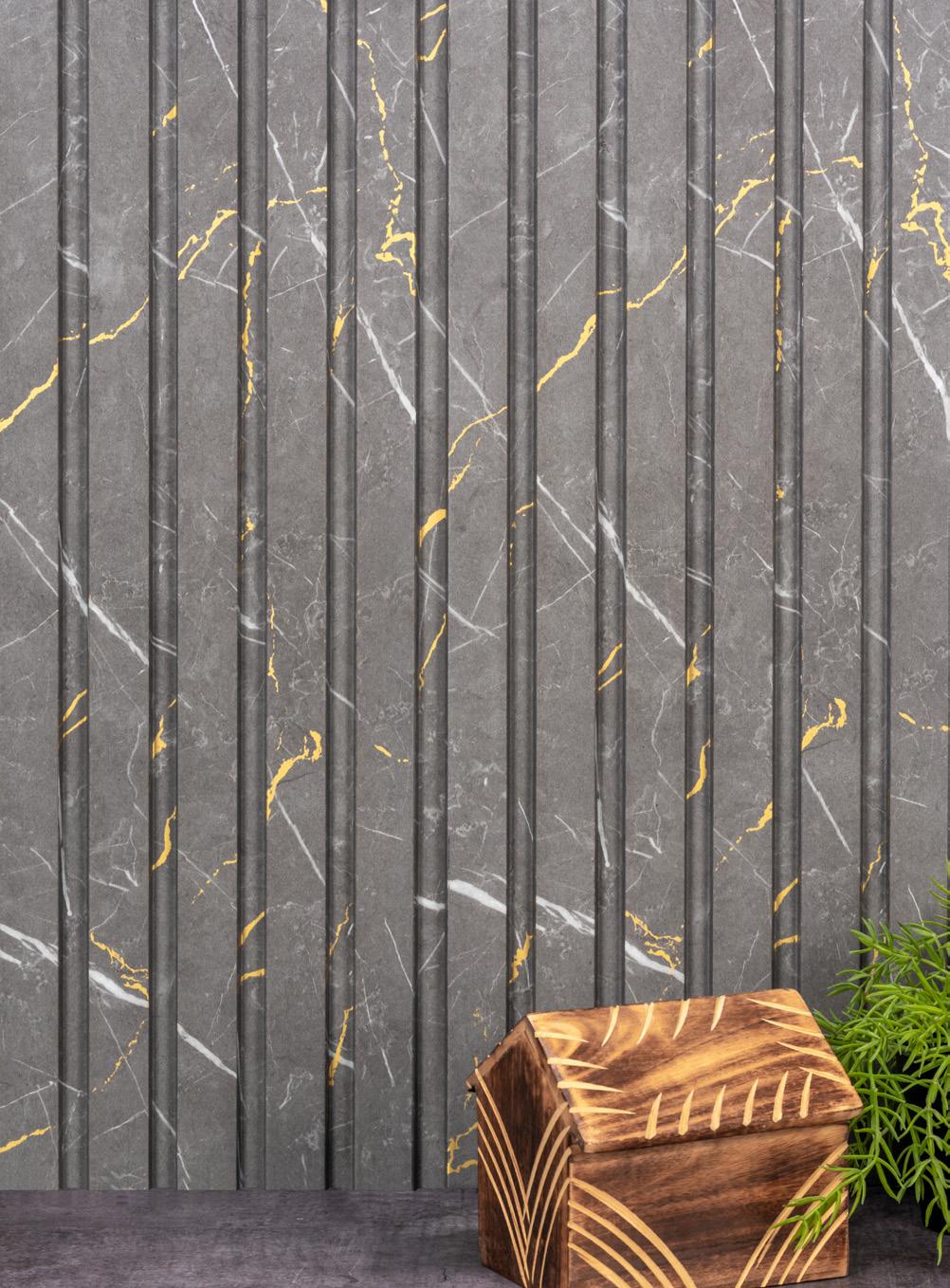 Onit Series Charcoal Louvers Marble & Stone Grey 9x0.8 Ft - Ro 9019