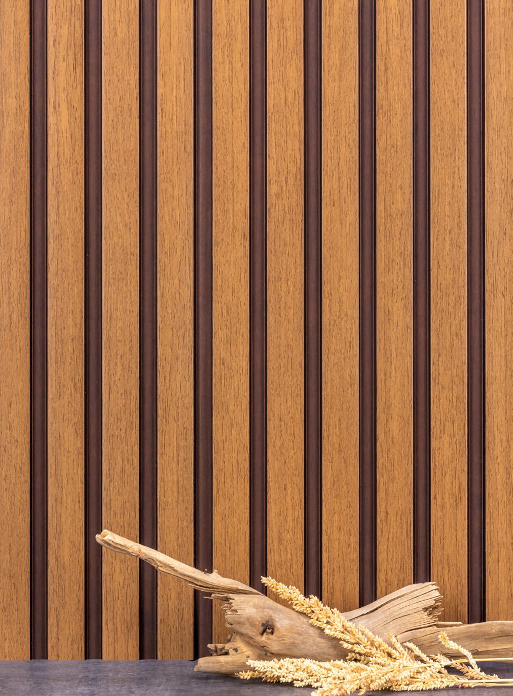 Onit Series Charcoal Louvers Wood Brown 9x0.8 Ft - Ro 9025