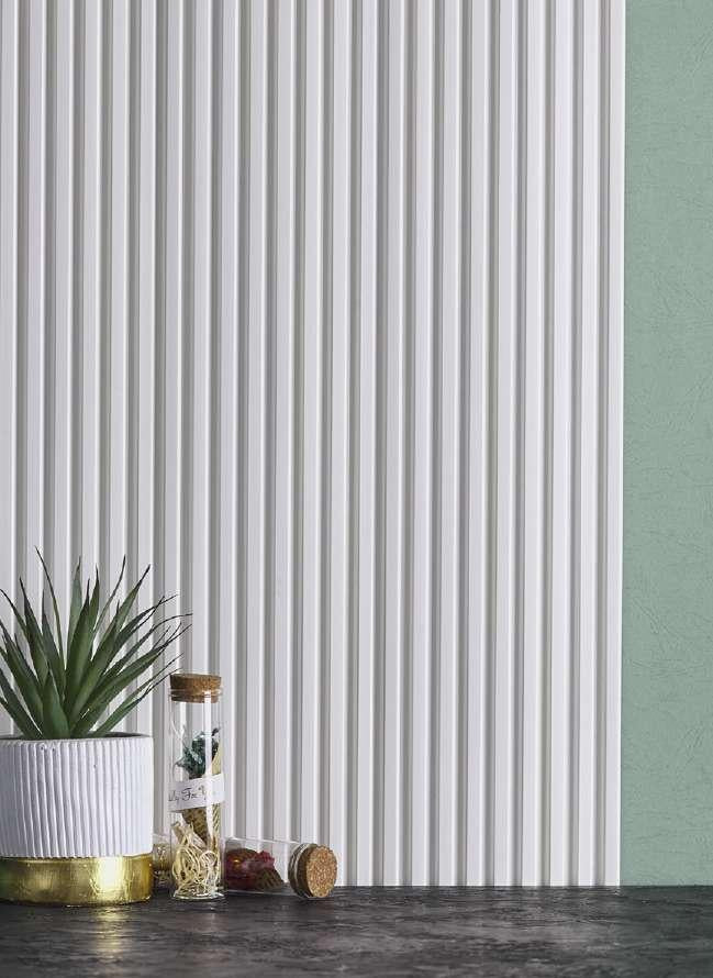 Groove Seamless Planks Series Charcoal Louvers Plain Colors White 9x0.41 Ft - 5023
