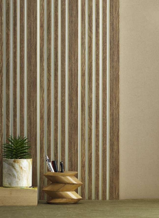 Groove Seamless Planks Series Charcoal Louvers Wood Brown 9x0.41 Ft - Rg 5026