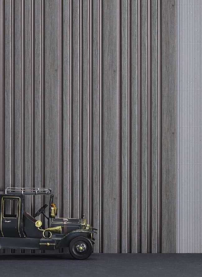 Groove Seamless Planks Series Charcoal Louvers Wood Grey 9x0.41 Ft - 5029