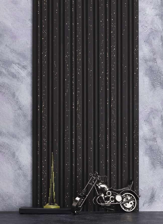 Groove Seamless Planks Series Charcoal Louvers Designer Black 9x0.41 Ft - Rg 504