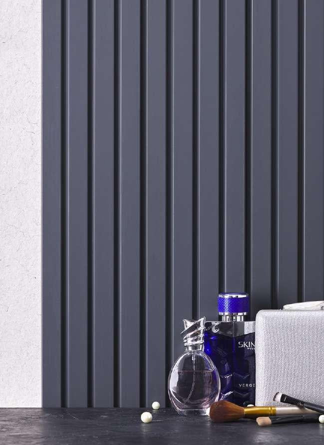 Groove Seamless Planks Series Charcoal Louvers Plain Colors Black 9x0.41 Ft - Rg 5074
