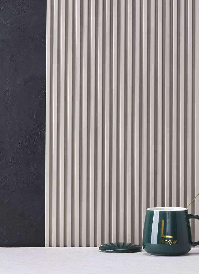 Groove Seamless Planks Series Charcoal Louvers Plain Colors White 9x0.41 Ft - Rg 5081
