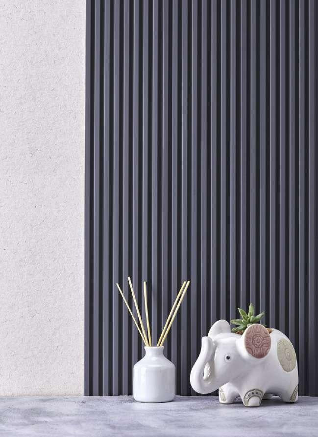 Groove Seamless Planks Series Charcoal Louvers Plain Colors Black 9x0.41 Ft - Rg 5087