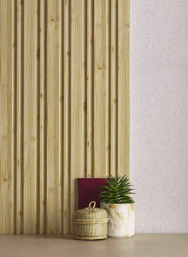 Groove Seamless Planks Series Charcoal Louvers Wood Beige 9x0.41 Ft - Rg 551