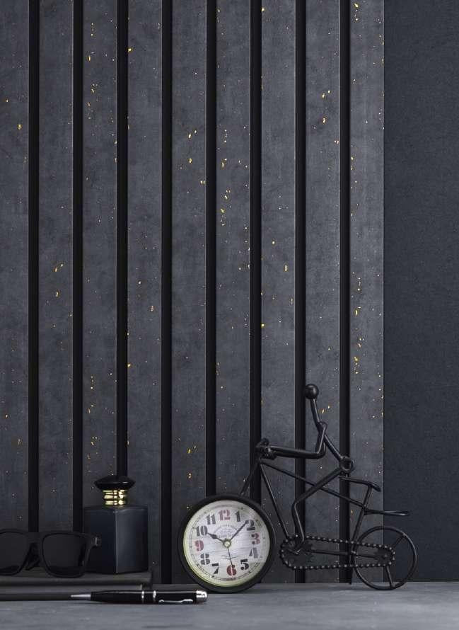 Groove Seamless Planks Series Charcoal Louvers Designer Black 9x0.54 Ft - 7002