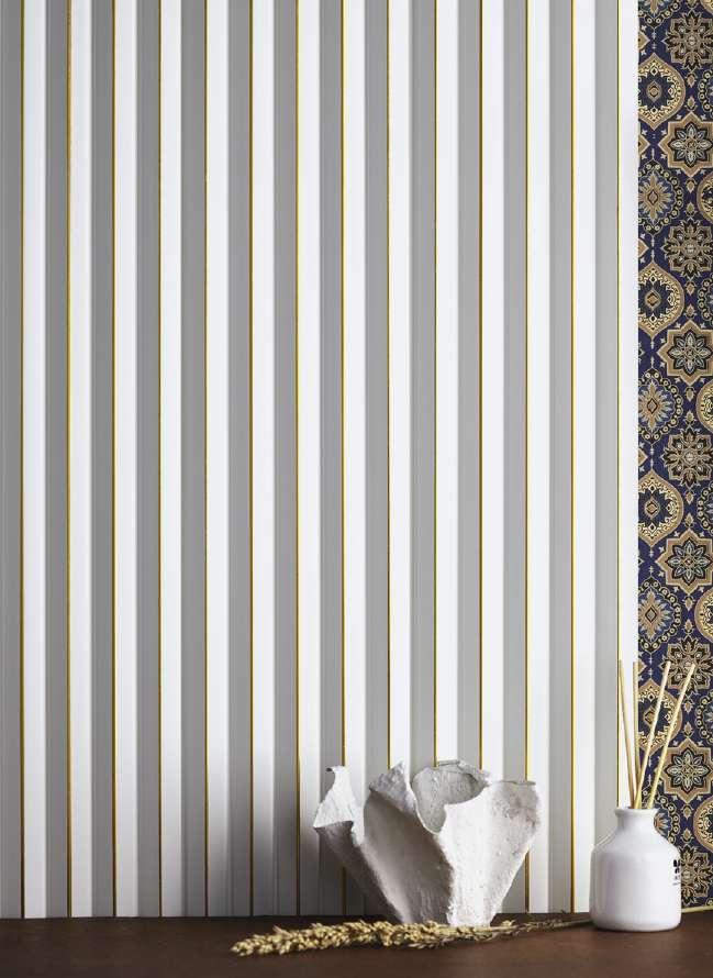 Groove Seamless Planks Series Charcoal Louvers Designer Cream 9x0.55 Ft - Rg 7007