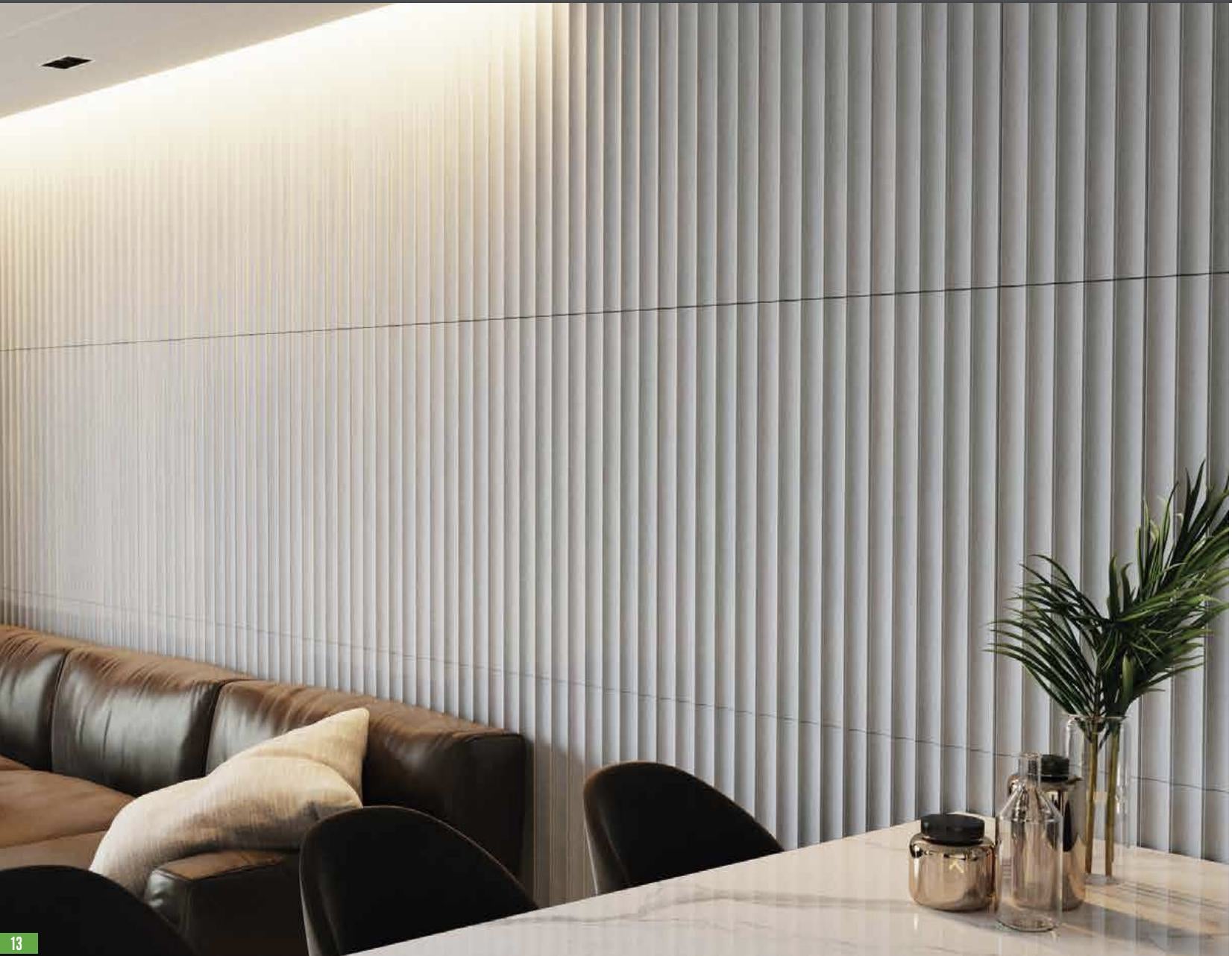 Reversal 60 3 ft x 1 ft Fluted Panels Series Concrete Panel 3x1 ft wood louvers Grey Powder Reversal_60