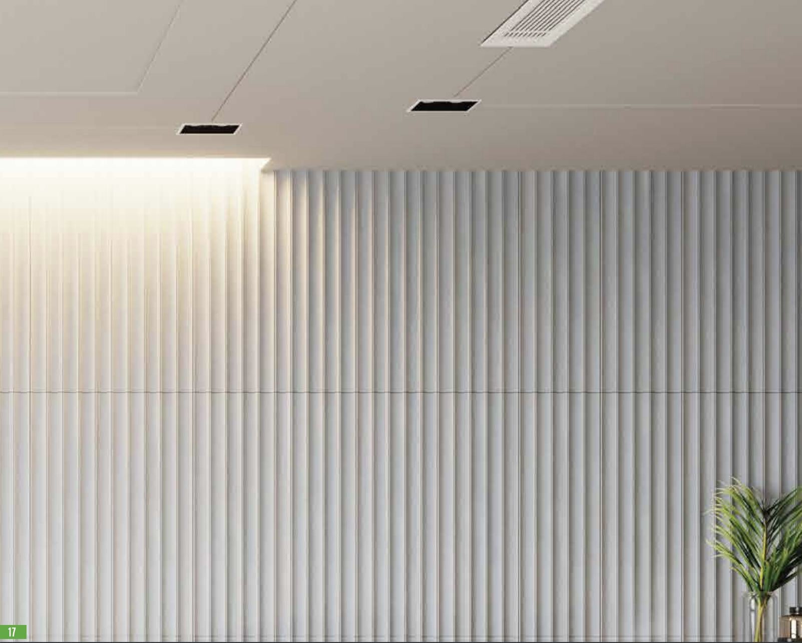 Reversal 60 3 ft x 1 ft Fluted Panels Series Concrete Panel 3x1 ft wood louvers Grey Powder Reversal_60