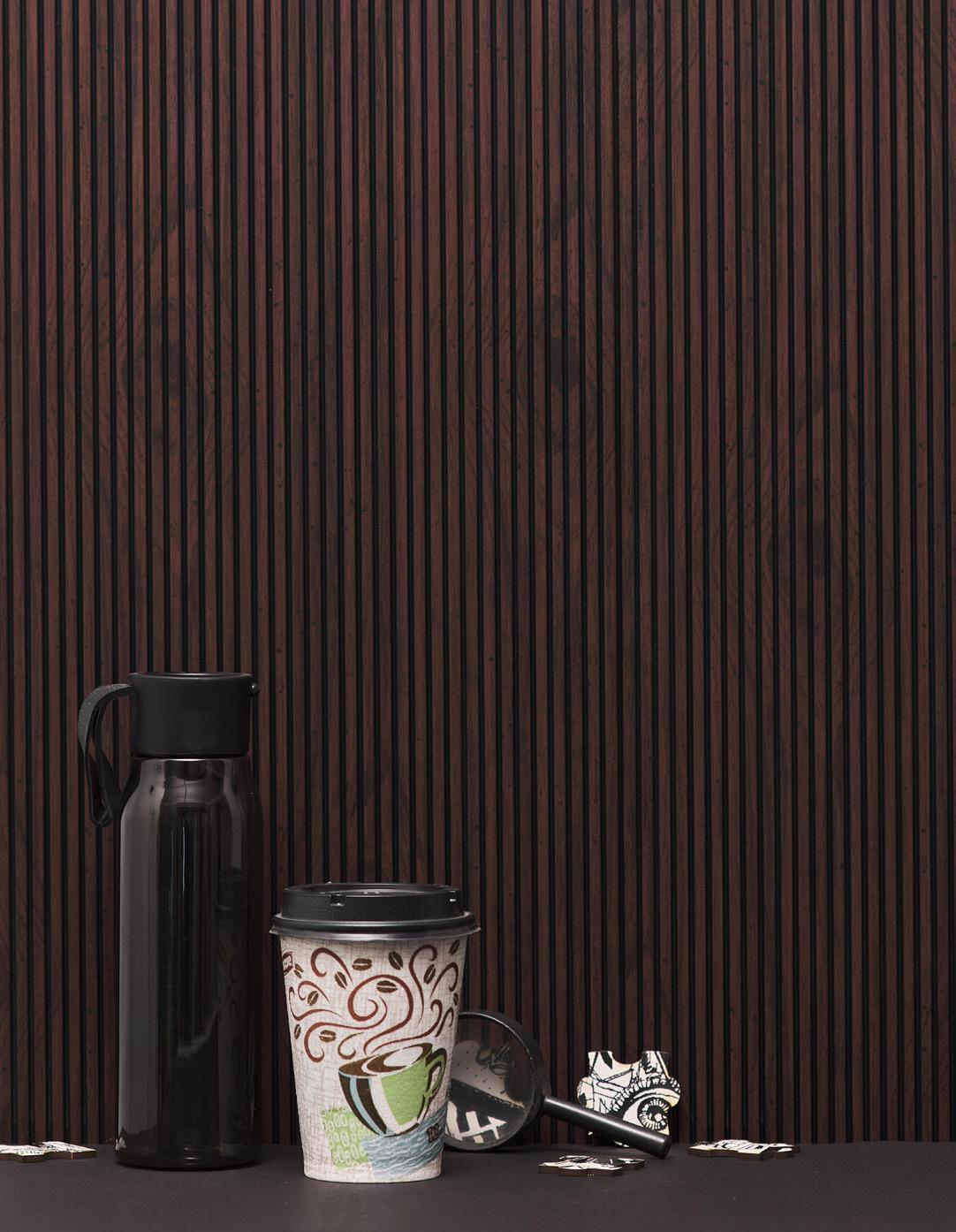 Rang Charcoal Louver Wood Sandlewood 8x1 Ft - Ra 8123