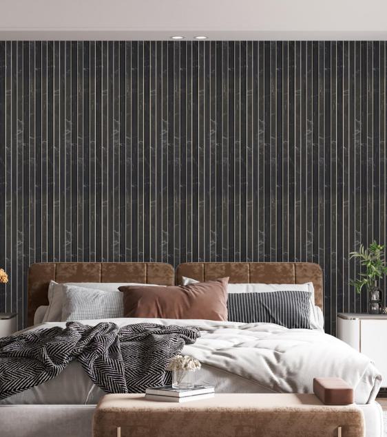 Interlock Charcoal Louvers Designer Slate Grey 8x0.38 Ft - Pn 02716 G