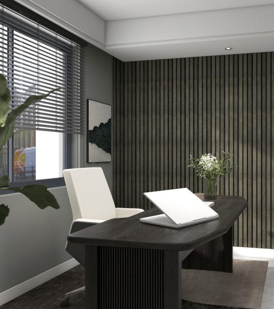 Slate Grey Interlock Charcoal Louvers Fabric 9.5x0.39 Ft - Pn 02712 M