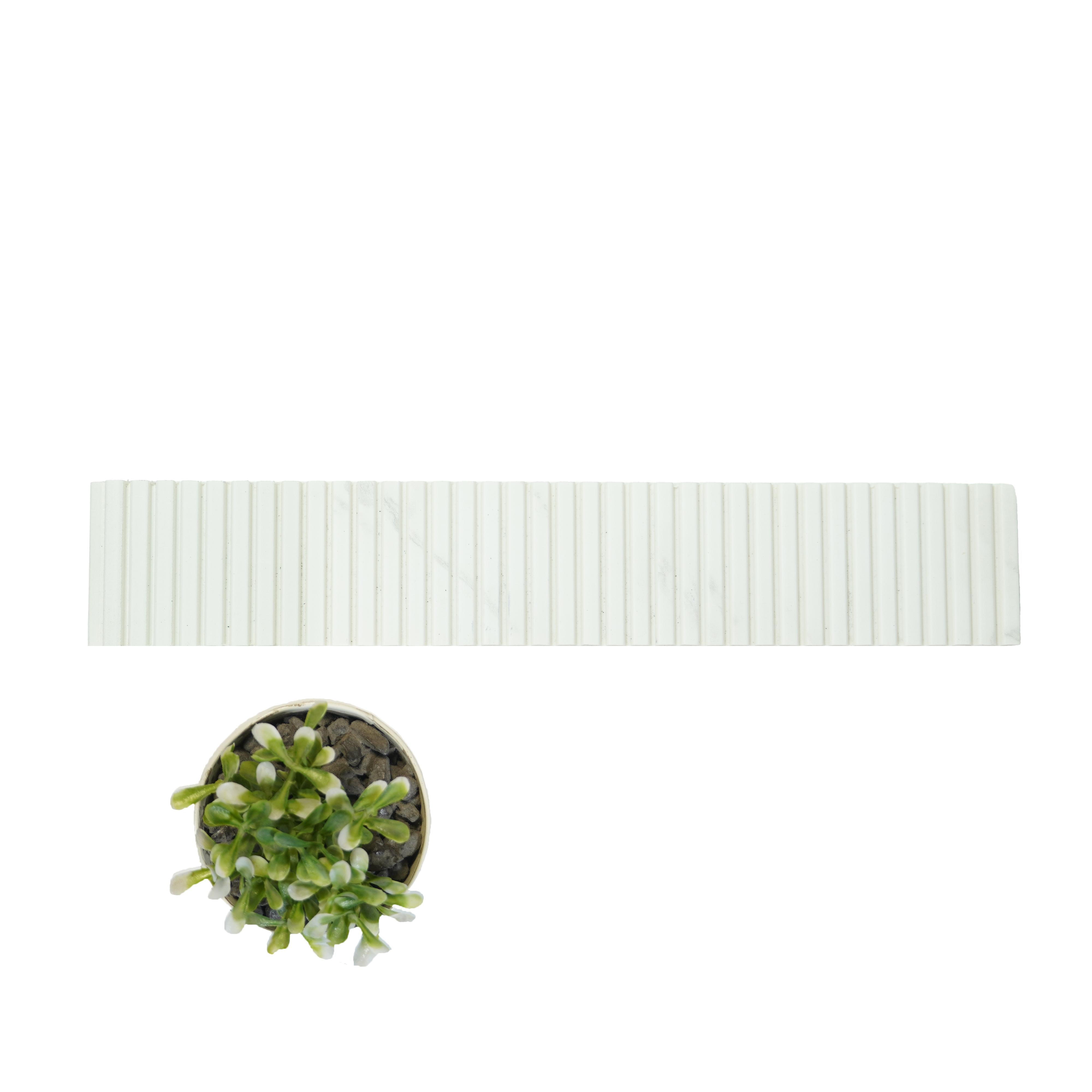 Snow White Marble Rang Charcoal Louver & Stone 8x1 Ft - Ra 8106