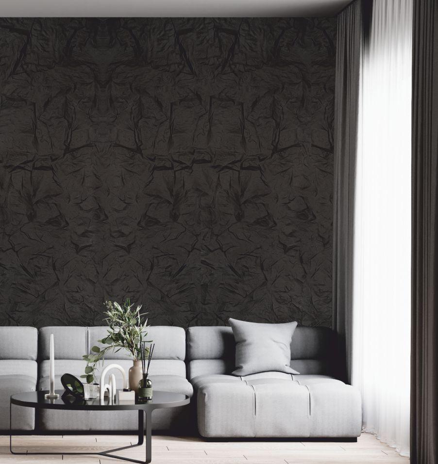 Space Black Pu Stone Panel Marble & Louvers 9.5x2 Ft - Pn 03116 B