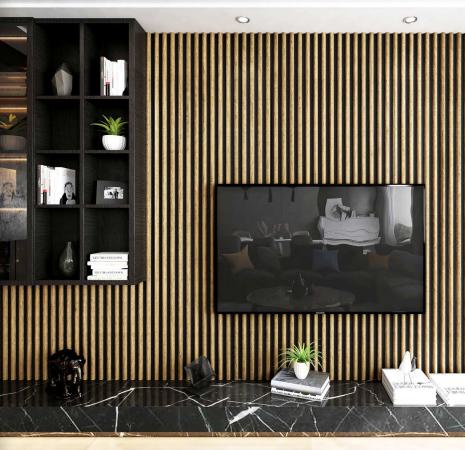 Pare Panels Spiced Walnut Dome Dual Black Design Louver 10x0.7 ft wood Brown Spiced_Walnut
