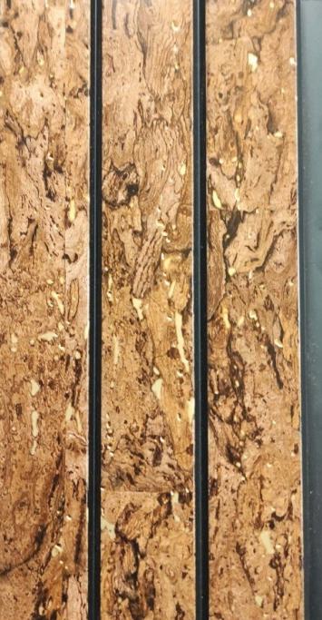 Brown marble louver with stone finish texture and flecks of lighter brown and white, arranged in vertical slats.