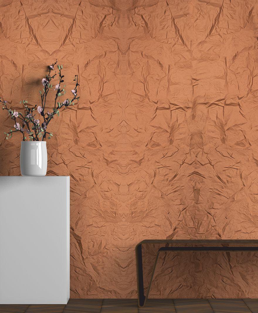 Terracotta Brown Pu Stone Panel Marble & Louvers 9.5x2 Ft - Pn 03116 F